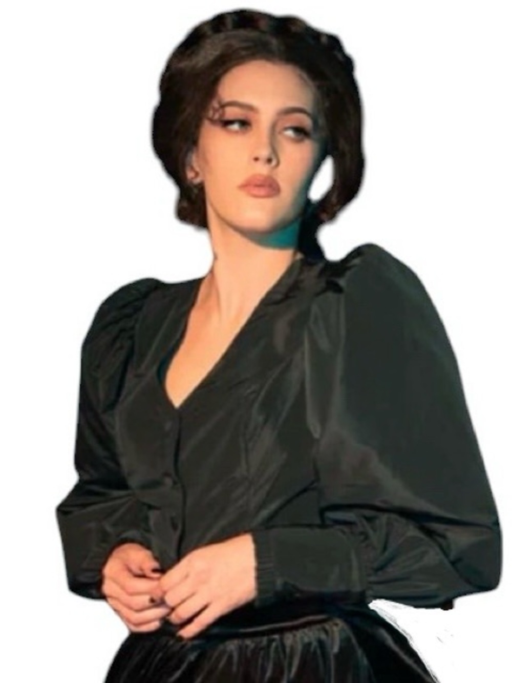 Crimson Peak Taffeta Edwardian Blouse - Black